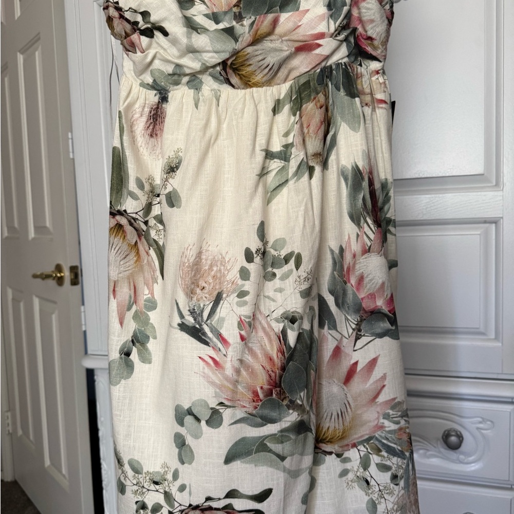 Express Cream and Green Ribbed Dress